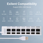 Bộ chia USB Hub 7 cổng 2.0 tốc độ cao 480Mbps có công tắc bật/tắt và 7 đèn LED, 7 cổng (Trắng), 7 cổng (Đen)