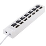 Bộ chia USB Hub 7 cổng 2.0 tốc độ cao 480Mbps có công tắc bật/tắt và 7 đèn LED, 7 cổng (Trắng), 7 cổng (Đen)