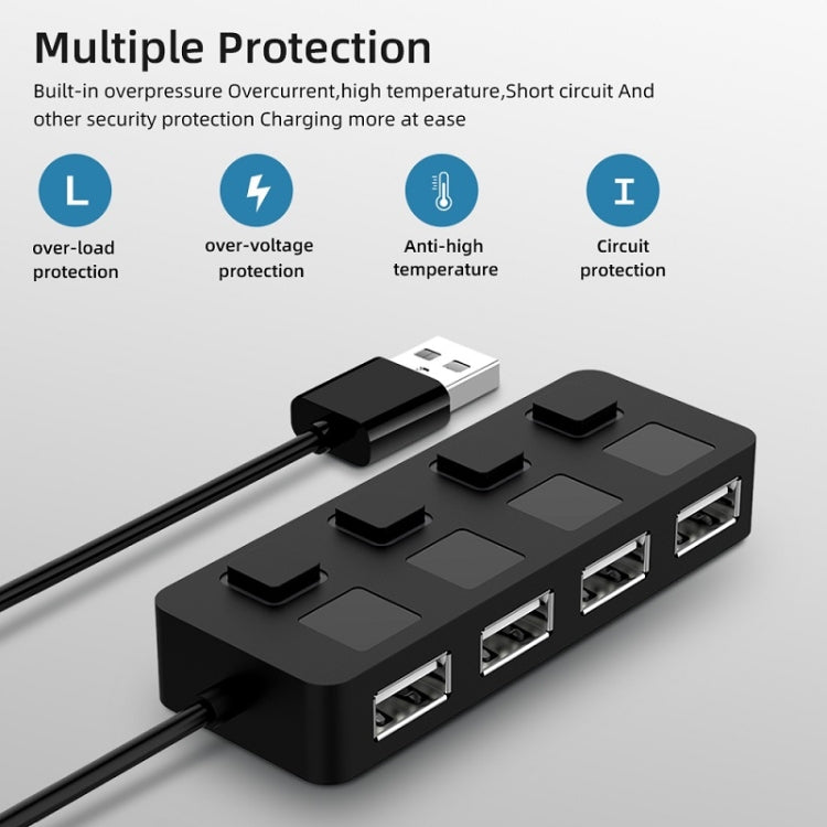 Bộ chia USB 2.0 4 cổng có 4 công tắc, 4 cổng với 4 công tắc (Đen), 4 cổng với 4 công tắc (Trắng)