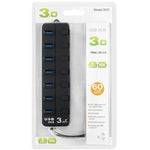 Bộ chia USB 3.0 7 cổng với công tắc riêng cho từng cổng truyền dữ liệu, 7 cổng (Màu đen)