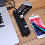 Bộ chia USB 3.0 7 cổng với công tắc riêng cho từng cổng truyền dữ liệu, 7 cổng (Màu đen)