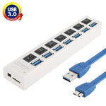 Bộ chia USB 3.0 7 cổng, tốc độ siêu nhanh 5Gbps, cắm là chạy, hỗ trợ 1TB, 7 cổng (Màu đen), 7 cổng (Màu trắng)