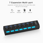 Bộ chia USB 3.0 7 cổng, tốc độ siêu nhanh 5Gbps, cắm là chạy, hỗ trợ 1TB, 7 cổng (Màu đen), 7 cổng (Màu trắng)