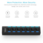Bộ chia USB 3.0 7 cổng, tốc độ siêu nhanh 5Gbps, cắm là chạy, hỗ trợ 1TB, 7 cổng (Màu đen), 7 cổng (Màu trắng)