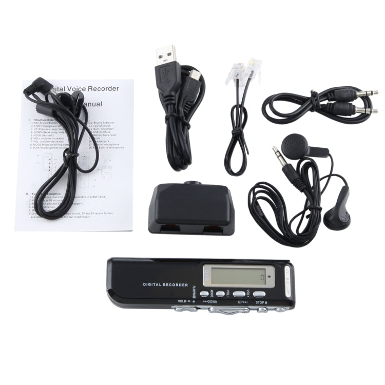 Máy ghi âm kỹ thuật số 4GB, máy ghi âm MP3, hỗ trợ ghi âm điện thoại, chức năng VOX (màu đen)