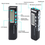 Máy ghi âm kỹ thuật số 8GB, máy ghi âm MP3, hỗ trợ ghi âm điện thoại, chức năng VOX, nguồn cấp: 2 pin AAA (màu đen)