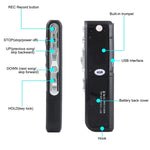 Máy ghi âm kỹ thuật số 8GB, máy ghi âm MP3, hỗ trợ ghi âm điện thoại, chức năng VOX, nguồn cấp: 2 pin AAA (màu đen)