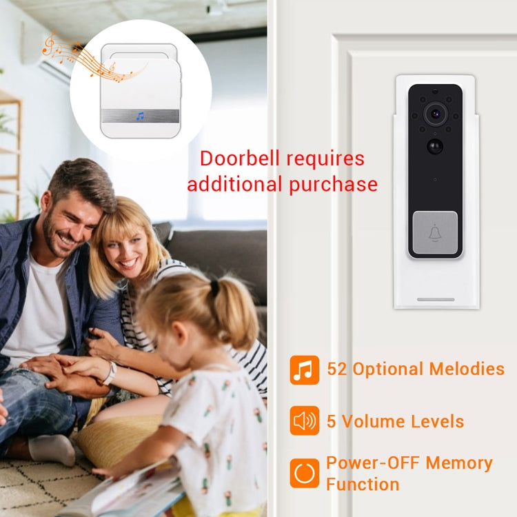 Bộ thu chuông cửa B10 52 tiếng chuông 110dB tiêu thụ điện năng thấp, dụng cụ chuông cửa gia đình, phích cắm Mỹ, AC 90-260V, B10 đen phích cắm Mỹ, B10 trắng phích cắm Mỹ