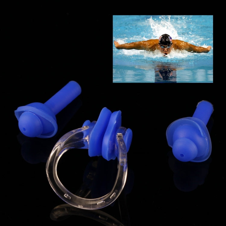 Bộ Kẹp Mũi Bơi Silicone Mềm Và Bịt Tai, Giao Màu Ngẫu Nhiên, Bộ Bịt Tai, Bộ Bịt Tai (Màu Xanh Dương)