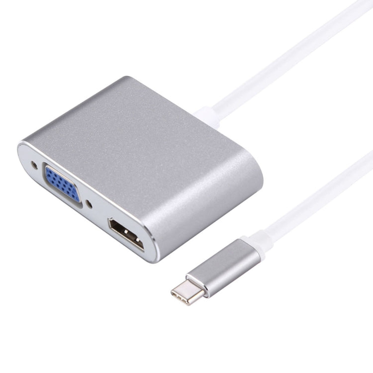 Bộ chia Hub 2 trong 1 VGA & HDMI cái sang USB-C / Type-C đực, VGA+HDMI