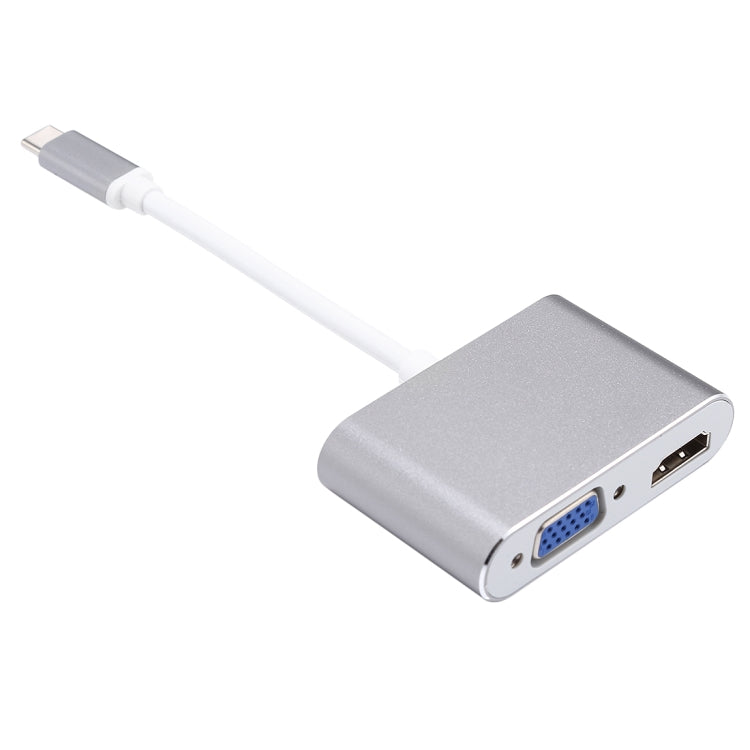 Bộ chia Hub 2 trong 1 VGA & HDMI cái sang USB-C / Type-C đực, VGA+HDMI