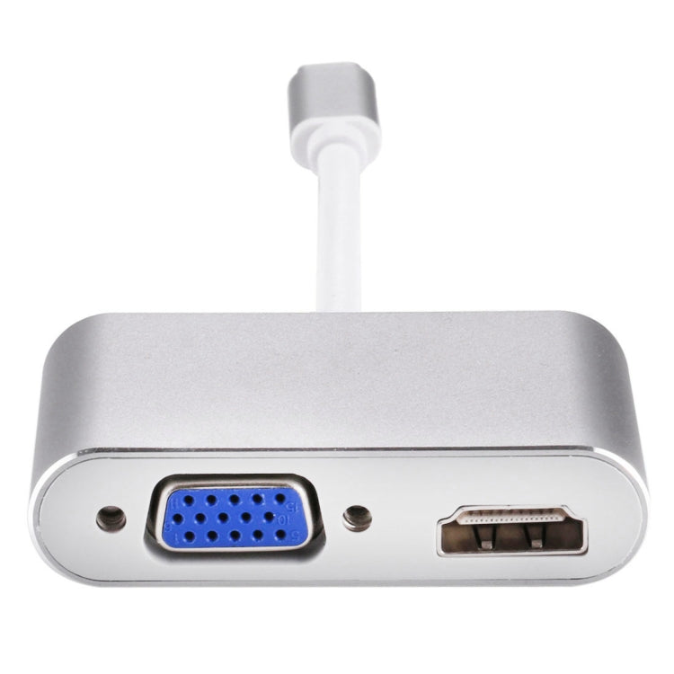 Bộ chia Hub 2 trong 1 VGA & HDMI cái sang USB-C / Type-C đực, VGA+HDMI