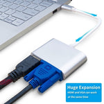 Bộ chia Hub 2 trong 1 VGA & HDMI cái sang USB-C / Type-C đực, VGA+HDMI