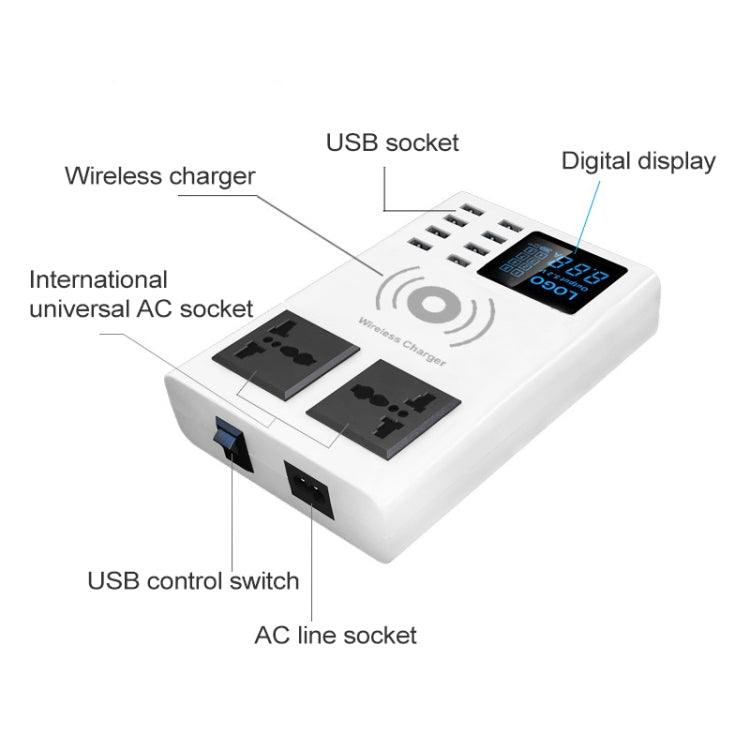Bộ sạc không dây thông minh đa cổng USB YC-CDA10W 10W hiển thị kỹ thuật số sạc nhanh, phích cắm UK, SAS1048A, SAS1048B, SAS1048C