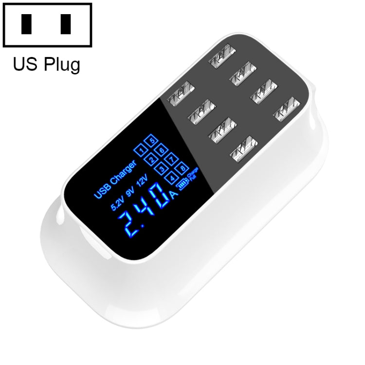 Dock sạc thông minh đa chức năng 8 cổng USB YC-CDA19A 40W hiển thị kỹ thuật số sạc nhanh, phích cắm UK, SAS1049A, SAS1049B, SAS1049C