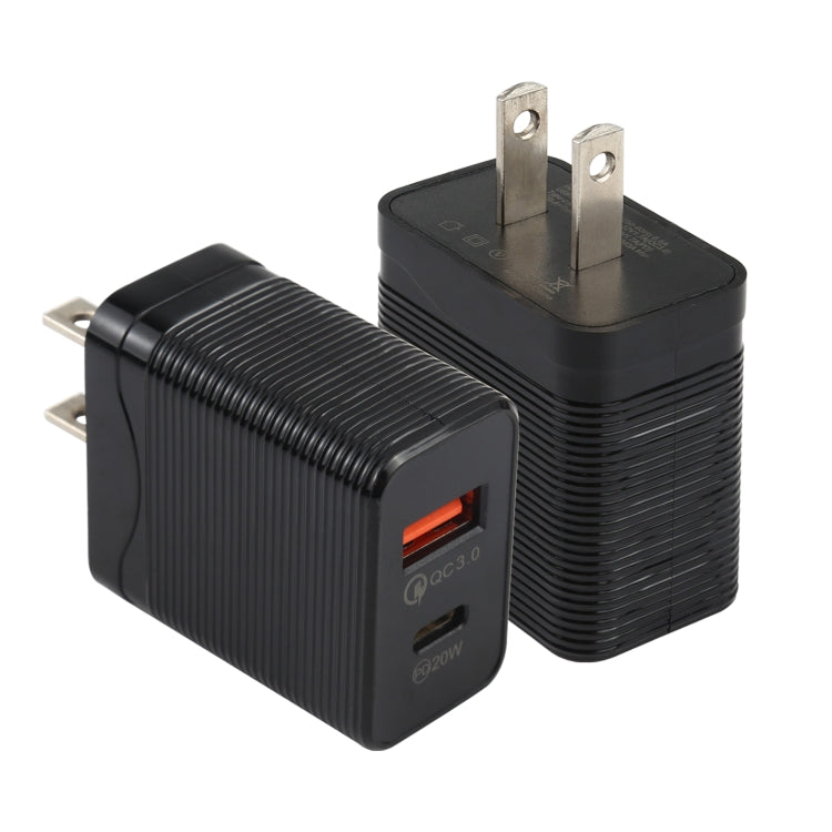 Sạc du lịch nhanh LZ-728 QC 3.0 USB + PD 20W USB-C / Type-C, phích cắm Mỹ