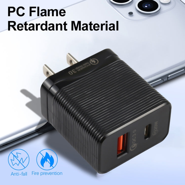Sạc du lịch nhanh LZ-728 QC 3.0 USB + PD 20W USB-C / Type-C, phích cắm Mỹ