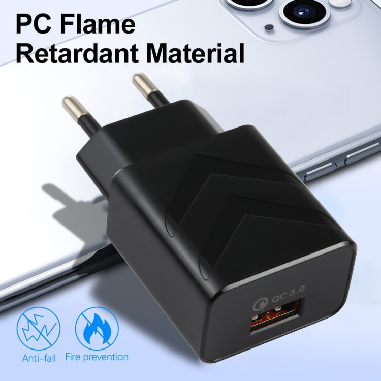 Bộ sạc du lịch nhanh 18W QC3.0 cổng USB đơn LZ-715, phích cắm EU, phích cắm EU
