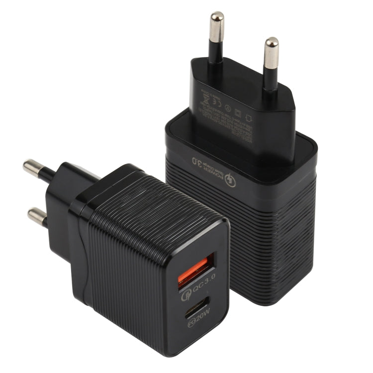 Bộ sạc du lịch nhanh QC 3.0 USB + PD 20W USB-C / Type-C LZ-728, phích cắm EU, phích cắm EU
