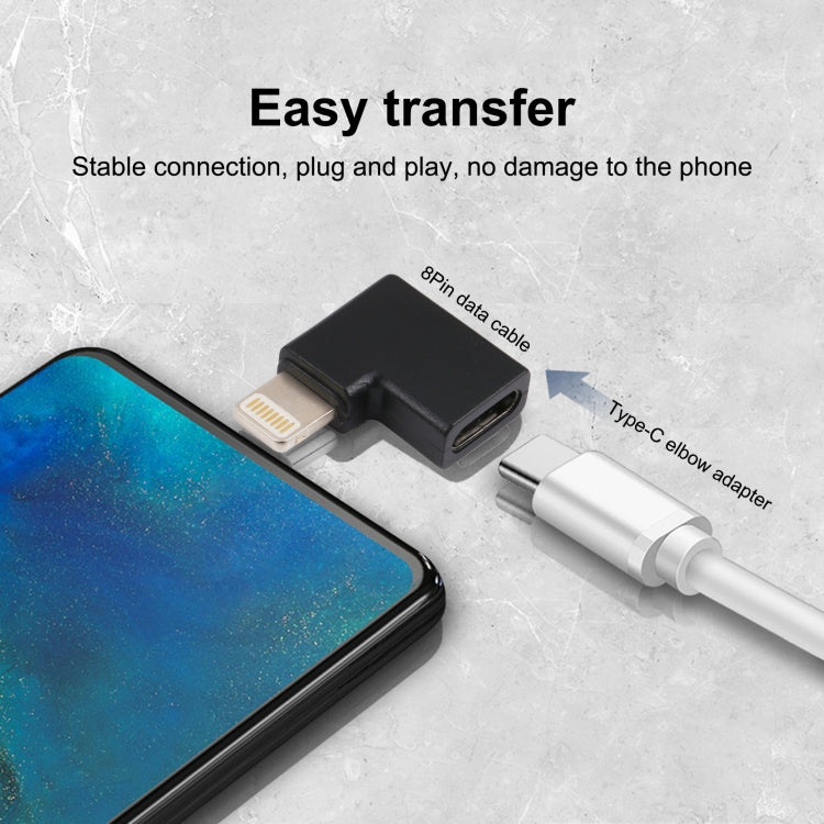 Cáp chuyển đổi sạc gập 8 Pin đực sang USB-C / Type-C cái, 8 Pin đực sang USB-C / Type-C cái