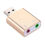Card âm thanh USB ngoài vỏ nhôm, jack 3.5mm, HIFI Magic Voice 7.1 kênh, adapter không cần driver cho máy tính, máy bàn, loa, tai nghe, micro, vỏ nhôm 7.1 kênh màu vàng