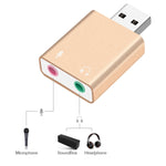 Card âm thanh USB ngoài vỏ nhôm, jack 3.5mm, HIFI Magic Voice 7.1 kênh, adapter không cần driver cho máy tính, máy bàn, loa, tai nghe, micro, vỏ nhôm 7.1 kênh màu vàng