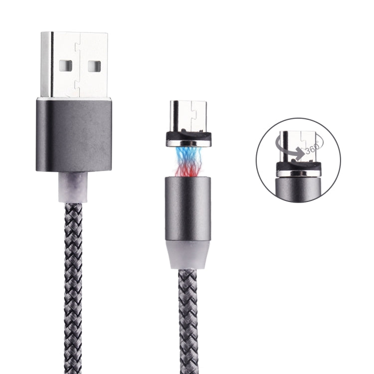 Cáp Sạc Nam Châm Micro USB Dạng Dệt 1m Xoay 360 Độ Có Đèn LED Báo Hiệu