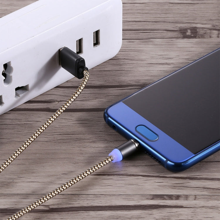 Cáp Sạc Nam Châm Micro USB Dạng Dệt 1m Xoay 360 Độ Có Đèn LED Báo Hiệu