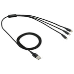 Cáp sạc dệt nylon 3 trong 1 USB dài 1,2m sang 8 Pin & USB-C / Type-C & Micro USB
