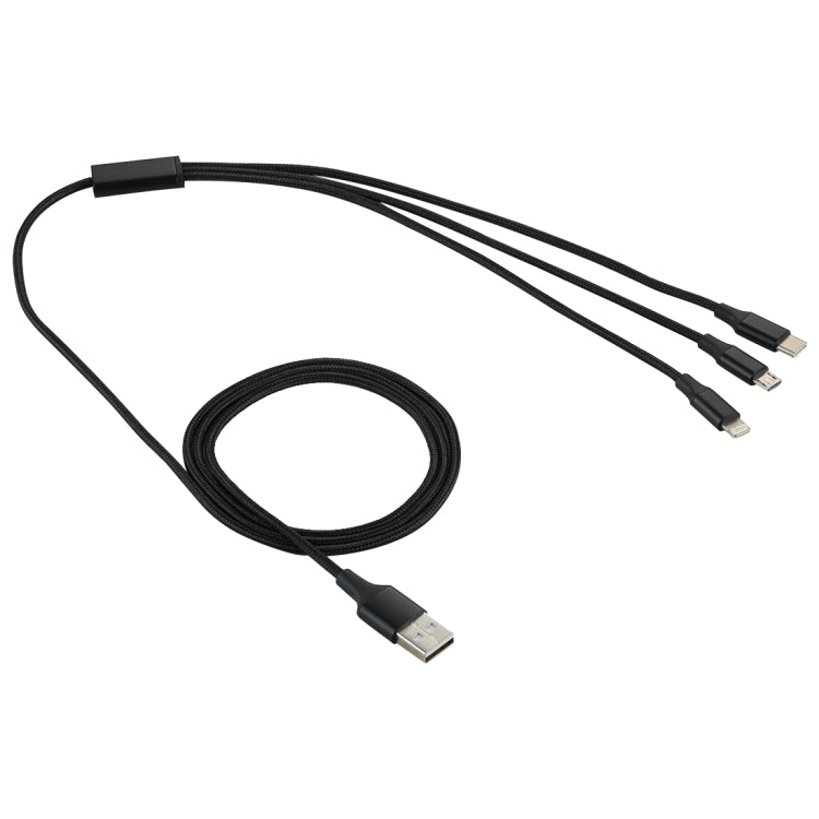 Cáp sạc dệt nylon 3 trong 1 USB dài 1,2m sang 8 Pin & USB-C / Type-C & Micro USB