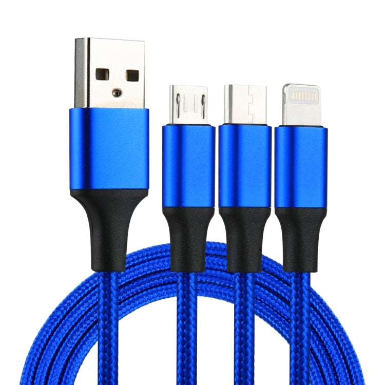 Cáp sạc dệt nylon 3 trong 1 USB dài 1,2m sang 8 Pin & USB-C / Type-C & Micro USB
