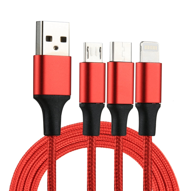 Cáp sạc dệt nylon 3 trong 1 USB dài 1,2m sang 8 Pin & USB-C / Type-C & Micro USB