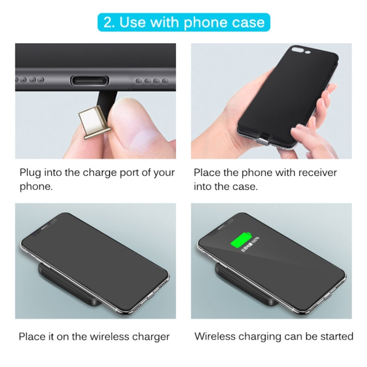 Bộ nhận sạc không dây chuẩn Qi 5V 800mA với cổng USB-C / Type-C, dành cho điện thoại Type-C