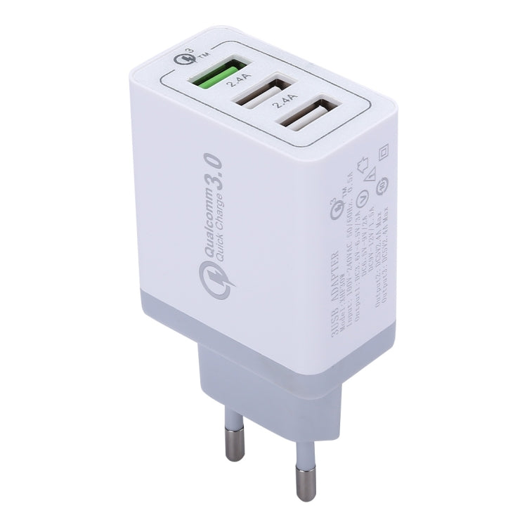 Bộ sạc tường nhanh 3 cổng USB QC3.0 XHF30W, phích cắm EU, phích cắm EU