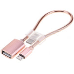 Cáp dữ liệu sạc bộ chuyển đổi OTG 2A Micro USB sang USB ống hợp kim nhôm dài 24cm có đầu nối USB-C / Type-C