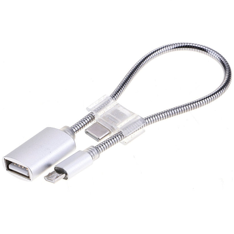 Cáp dữ liệu sạc bộ chuyển đổi OTG 2A Micro USB sang USB ống hợp kim nhôm dài 24cm có đầu nối USB-C / Type-C