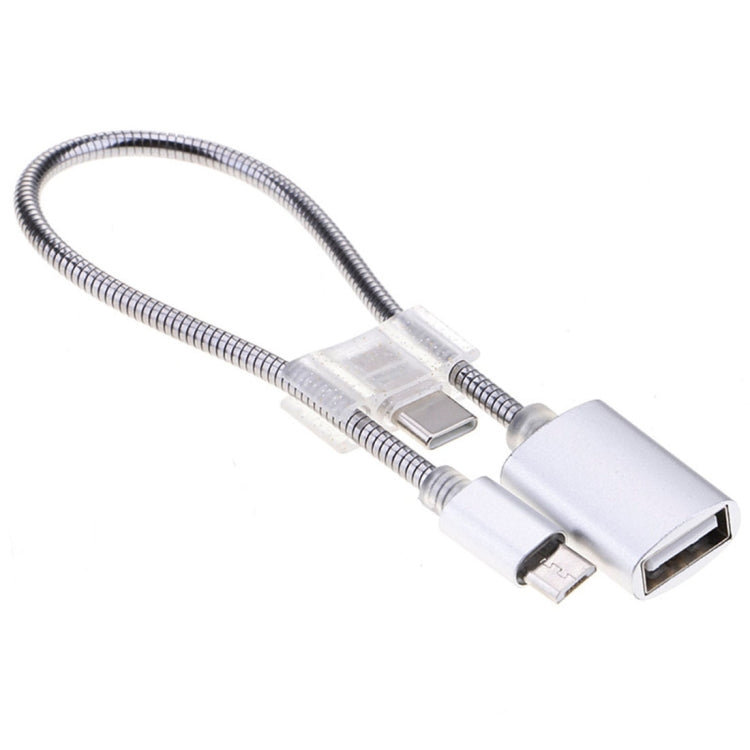 Cáp dữ liệu sạc bộ chuyển đổi OTG 2A Micro USB sang USB ống hợp kim nhôm dài 24cm có đầu nối USB-C / Type-C
