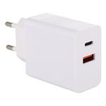 Bộ chuyển đổi phích cắm sạc nhanh 24W PD + QC3.0 EU, Phích cắm EU 24W