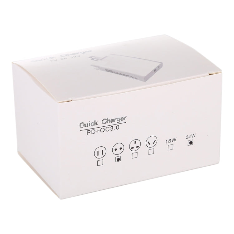 Bộ chuyển đổi phích cắm sạc nhanh 24W PD + QC3.0 EU, Phích cắm EU 24W