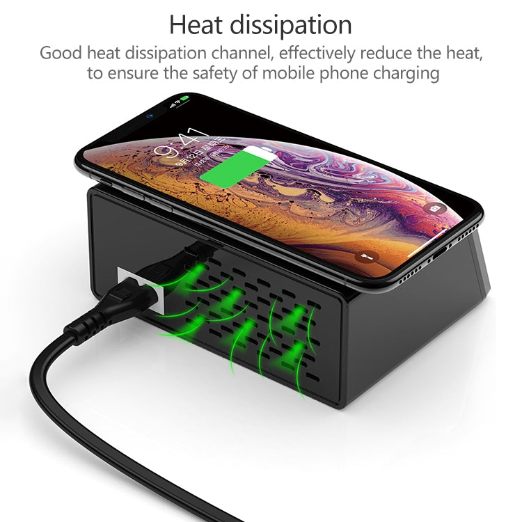 Bộ sạc đa chức năng X9 9 trong 1 QC 3.0 giao diện USB + 6 cổng USB + cổng PD 65W + sạc nhanh không dây QI với màn hình LED, X9
