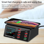 Bộ sạc đa chức năng X9 9 trong 1 QC 3.0 giao diện USB + 6 cổng USB + cổng PD 65W + sạc nhanh không dây QI với màn hình LED, X9