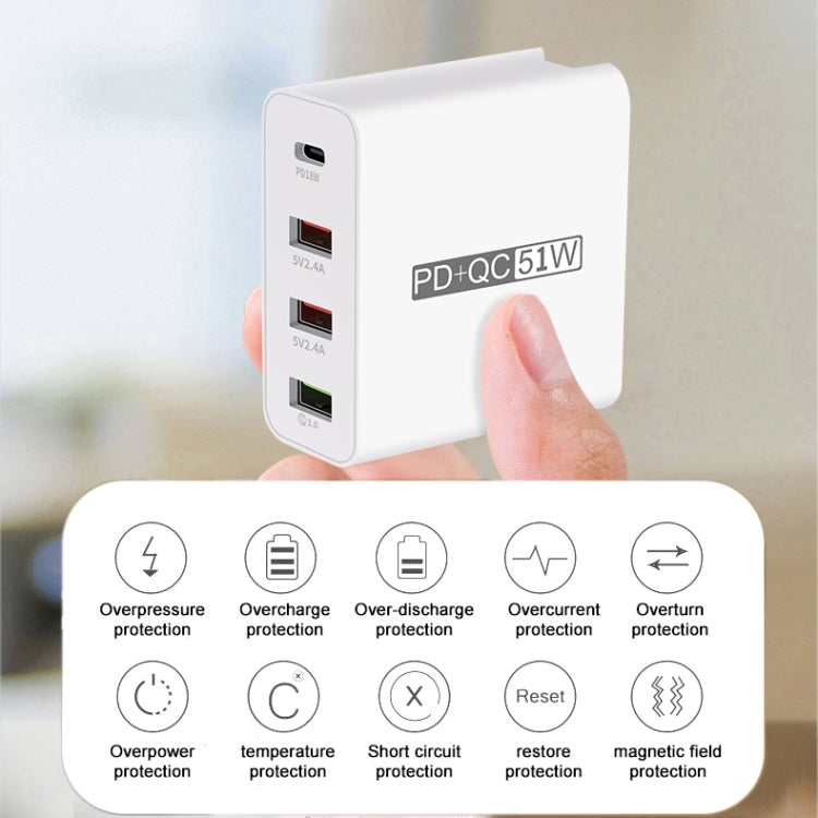 Bộ sạc du lịch USB 4 cổng sạc nhanh WLX-A6, phích cắm US