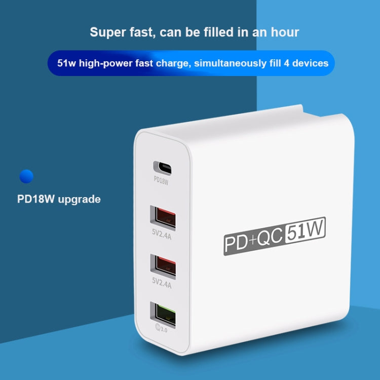 Bộ sạc du lịch USB 4 cổng sạc nhanh WLX-A6, phích cắm US