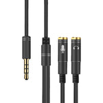 Cáp âm thanh chia 2 đầu 3.5mm đực sang đôi 3.5mm cái TPE đàn hồi cao 2 trong 1, dài cáp 32cm