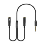 Cáp âm thanh chia 2 đầu 3.5mm đực sang đôi 3.5mm cái TPE đàn hồi cao 2 trong 1, dài cáp 32cm
