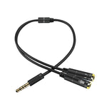 Cáp âm thanh chia 2 đầu 3.5mm đực sang đôi 3.5mm cái TPE đàn hồi cao 2 trong 1, dài cáp 32cm