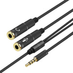Cáp âm thanh chia 2 đầu 3.5mm đực sang đôi 3.5mm cái TPE đàn hồi cao 2 trong 1, dài cáp 32cm
