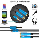 Cáp âm thanh chia 2 đầu 3.5mm đực sang đôi 3.5mm cái TPE đàn hồi cao 2 trong 1, dài cáp 32cm