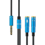 Cáp âm thanh chia 2 đầu 3.5mm đực sang đôi 3.5mm cái TPE đàn hồi cao 2 trong 1, dài cáp 32cm