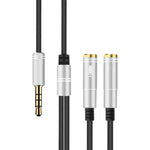 Cáp âm thanh chia 2 đầu 3.5mm đực sang đôi 3.5mm cái TPE đàn hồi cao 2 trong 1, dài cáp 32cm